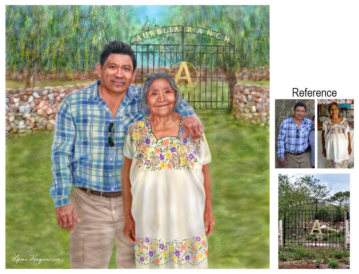 A Nomi Wagner painting of a mother and son's love, at the family's Aurelia Ranch in Mexico.