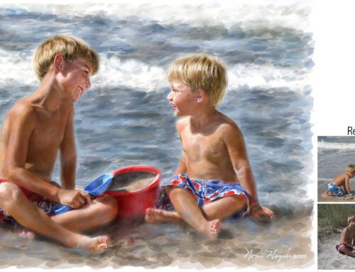 Custom Painting of Little Boys at the Seashore
